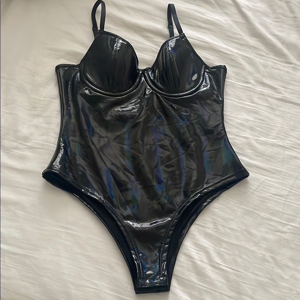 Black Shiny Bodysuit